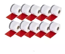 10 Rollos Para Brother Ql700, Ql800 Dk2205 62mm 15m Rojo