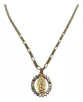 Cadena Tipo Cartier Medalla Virgen De Guadalupe Circón