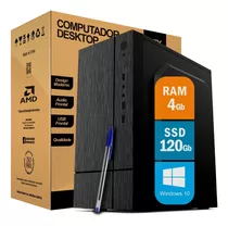 Cpu Computador Amd Home Office 4gb Ram Ssd 120gb Hdmi Win10