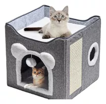 Cama Casa Para Gato Mascota Plegable Con Rascador Juguete