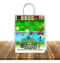 10 Bolsas Dulces Cumpleaños Personalizadas Planta Vs Zombies