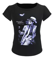 Camiseta Blusa Preta Feminina Michael Jackson Thriller