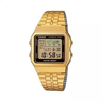 Reloj Casio Hombre A-500wga-1d Vintage Color De La Malla Dorado Color Del Bisel Negro Color Del Fondo Natural