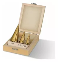 Set 3 Mecha Brocas Metales Escalonada Titanio 4 A 32 Mm