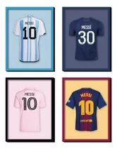 Cuadros Camisetas Dorsales Lionel Messi 30x40c/u