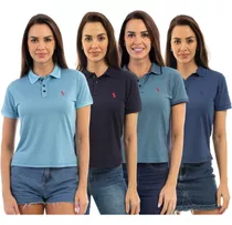 Kit 4 Camisa Polo Feminina Piquet Viscose Dry John Pull