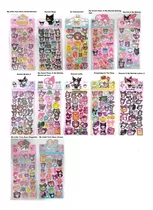 Plancha Stickers Holográficas Kuromi My Melody Pompom Cinna