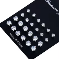 12 Pares Aretes Perno Hueso Oreja Diamante Imitación Broquel