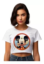 Camiseta Cropped Bco Mickey Mouse Arte Vermelha