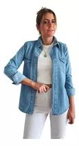 Camisa Jean Mujer Importada Casual Canchera Talles Azul/cele