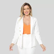 Blazer Feminino Social Terninho Alfaiataria Com Botões