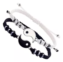 Set X 2 Pulseras Yin Yang Ajustables Parejas Mejores Amigos