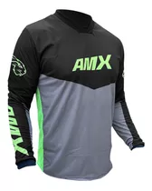 Camisa Amx Prime Motocross Preto Neon Enduro Trilha Off Road