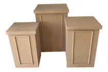 Trio Cubo Dobrável Bolserie Mdf Cru Decoração Festa Multiuso