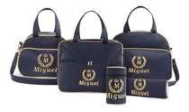 Kit Bolsa Maternidade Azul Marinho Luxo Personalizada 5 Peça