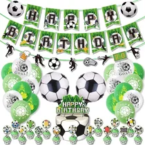 Set Decorativo Globos Con Banderín Para Cumpleaños Futbol