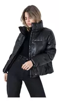 Campera Abrigada Puffer Engomada Eco Cuero Premium 