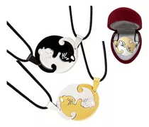 Collar Yin Y Yang Gatitos Doble + Estuche De Regalo Pana