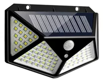 Foco Solar 100 Led Sensor Movimiento De Exterior Pared Color De La Carcasa Negro