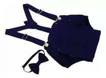 Roupa Menino Com Suspensório E Gravata Azul Marinho Smash