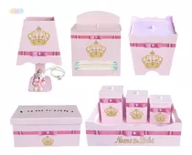 Kit Bebê Higiene Enxoval De Berço Coroa Princesa 8 Peças
