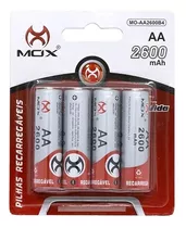 4 Pilhas Aa 2600mah Pilha Mox Recarregável 