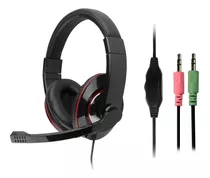 Auricular Gaming Headset Microf Nisuta Ns-au80 3,5mm Pc Note Color Negro Y Rojo