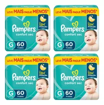 Kit 4 Fraldas Pampers Confort Sec Tamanho G 240 Unidades