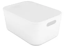 Miniso Caja De Plástico Con Tapa Blanca 35.6x25x15.8 Cm