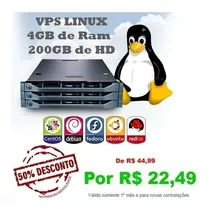 Servidor Vps Xeon 3.4ghz 4gb Ram 200gb Hdd  - Linux