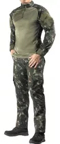 Camisa Combat E Calça Tecido Ripstop Militar Camping Farda