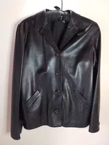 Campera De Cuero Vintage Negra