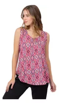 Musculosa Mujer Estampada Fibrana Escote Redondo 