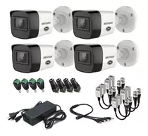 Pack 4 Camaras Hikvision Bullet 1080p Fuente Balun Y Fichas