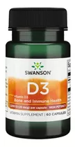 Vitamina D3 Alta Potencia/60 Cápsulas 1000 Iu Swanson