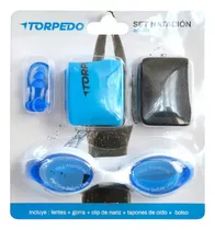 Set Natación Torpedo Natación Adulto Lentes, Gorra Y Más Color Azul