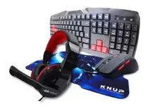 Kit Gamer Knup Teclado Mouse 3200dpi Headset Mouse Pad