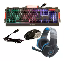 Kit Gamer Teclado Semi-mecânico + Mouse + Headset Microfone