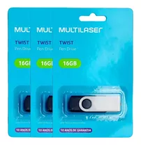 Kit 3 Pendrive Multilaser Twist 16gb 2.0 Atacado Original