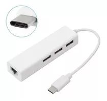 Placa Rede Usb Tipo C Rj45 - Lan Ethernet 10/100 + 3 Usb 2.0