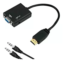 Cabo Conversor Adaptador Hdmi Macho Para Vga Fêmea Com Áudio Cor Preto