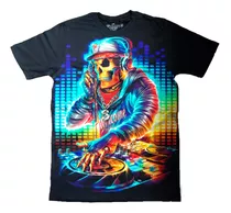 Blusa Camiseta Dj Music Caveira Skull Camisa Masculina Serie