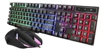 Kit Teclado Mouse Gamer Rgb Semi Mecanico Multimidia