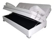 Sofa Cama Baúl Multifuncional Cuero Sintético Blanco