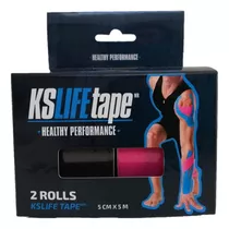 Tape Neuromuscular Kslife Dúo Pack (2 Tapes) Color Negro-fucsia