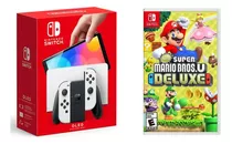 Nintendo Switch Oled 64gb New Super Mario Bros. U Deluxe Bundle  Color Blanco