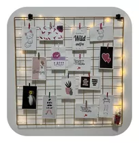 Memory Board Com Luz 60x60cm Dourada Mais Mini Prendedor