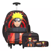 Kit Mochila Infantil Naruto Anime Rodinha Passeio Reforçada