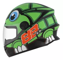 Capacete Moto Fechado Infantil Juvenil Tartarugas Verde 56