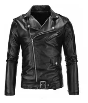 Casaca Biker Para Hombre Slim Fit Cuero Vacuno 100% Original